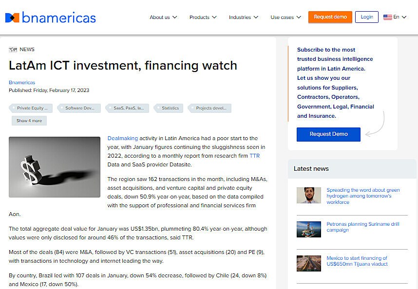 LatAm ICT investment, financing watch